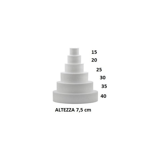 Base torta polistirolo rotonda l.40 cm l.40 cm sp.7,5 cm