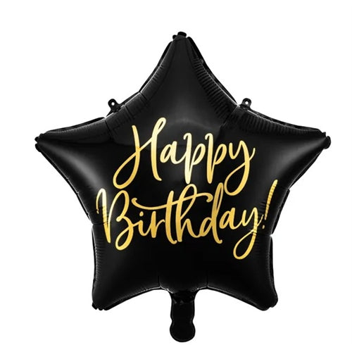 Palloncino in foil "happy birthday", 40 cm, nero