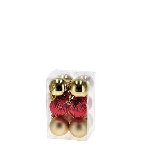 Set 12 palline natale assortiti diam. 6 cm