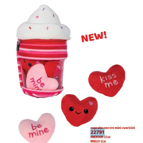 Cupcake 25 cm con 3 mini cuoricini