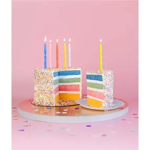 Candele di compleanno intrecciate, miste, 14 cm (1 confezione / 6 pezzi)