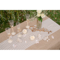 Runner in pizzo avorio 28 cm x 2.5 m – motivo geometrico