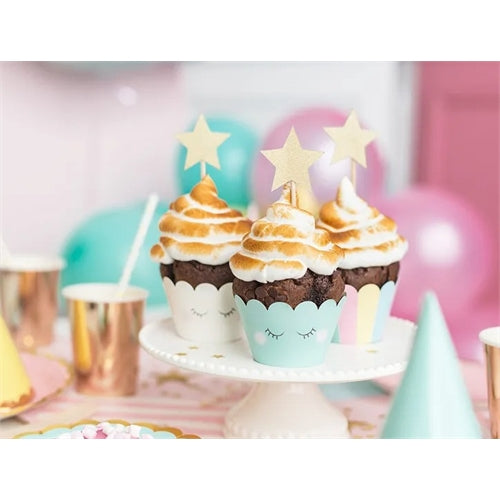 Toppers per cupcake - stelle, oro, 11,5 cm