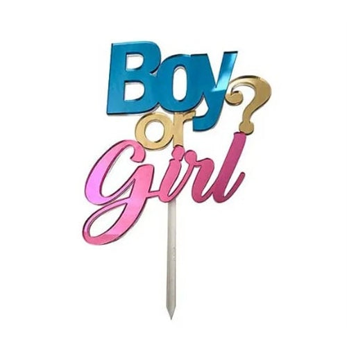 Cake topper in plexiglass boy or girl