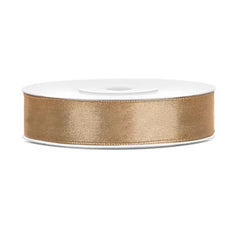 Nastro di raso, oro chiaro, 12 mm/25 m