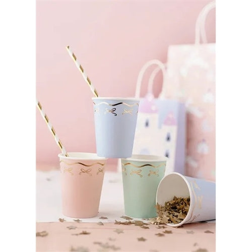 Bicchieri con stampa fiocco, miste, 220 ml (1 punto / 6 pezzi)