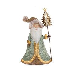 Babbo natale verde con albero latta h.380 mm
