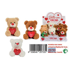Peluche orsetti h. 16 cm con cuore e scritte