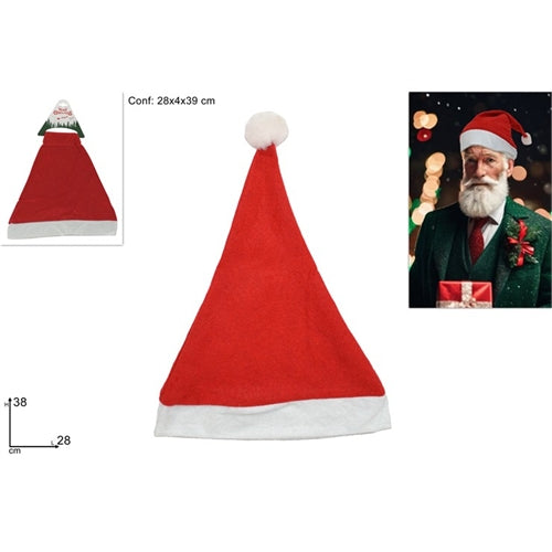 Cappello babbo natale rosso e bianco h 38 cm