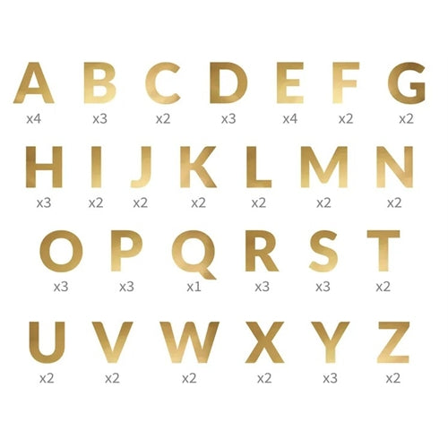 Banner alphabet, oro, 14 cm (1 confezione / 63 pezzi)