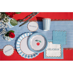 Runner da tavola a righe con bordo smerlato 28 cm x 2,5 mt