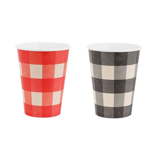 Bicchieri di carta a quadretti, mix, 400 ml (1 confezione / 6 pezzi)