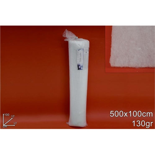 Ovatta sintetica bianca per imbottiture e decorazioni – rotolo 500 x 100 cm – 130 g