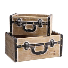 Set 2 cassette modello valigia in legno