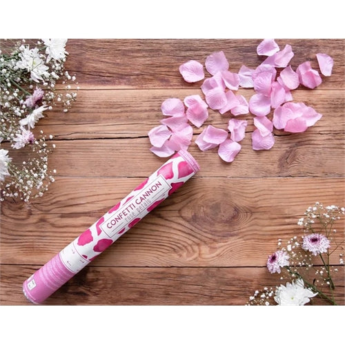 Cannone lancia coriandoli con petali di rosa, rosa, 40 cm