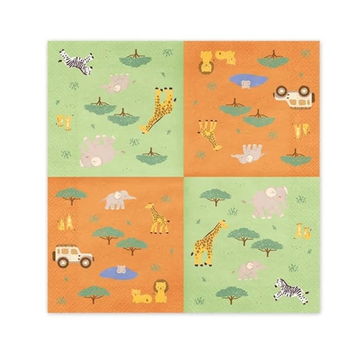 Tovaglioli safari, 33x33 cm, misti (1 confezione / 12 pezzi)