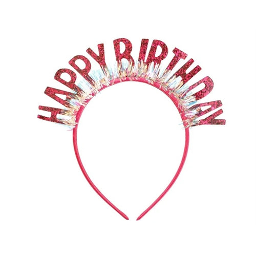 Fascia per capelli "buon compleanno", 18x18 cm, rosa
