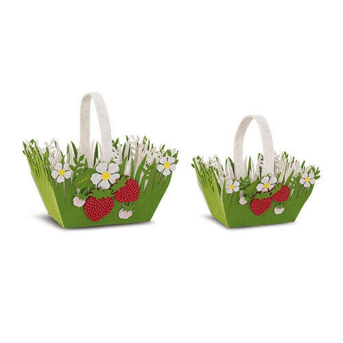 Set 2 cest.verdi fragole+manico 190 x 160 x 110/220 x 190 x 145 mm