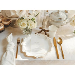 Piatti di carta decorativi con ornamento, bianchi, 26 cm (1 confezione / 6 pezzi)
