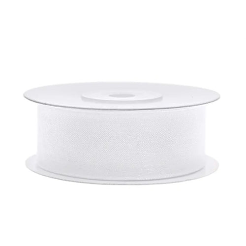 Nastro in chiffon, bianco, 25 mm/25 m (1 pz. / 25 lm)