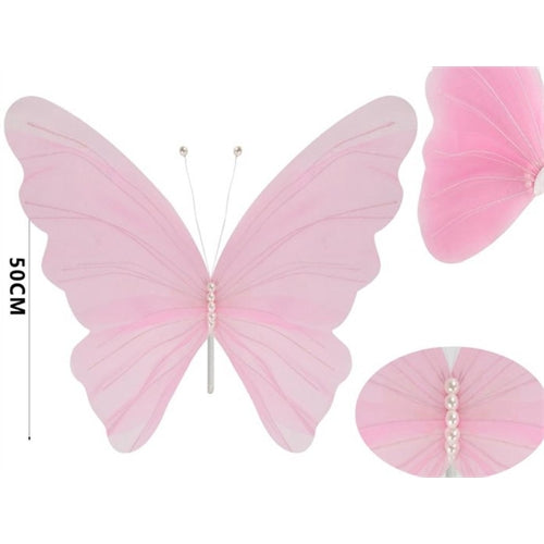 Farfalla colorata in tessuto h. 50 cm