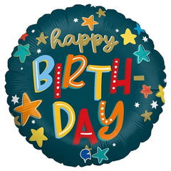 Palloncino 18" mylar happy birthday stelle "stars"