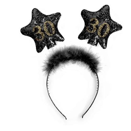 Cerchietto con stelle 30, nero