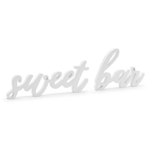 Scritta in legno sweet bar, bianca, 37x10cm