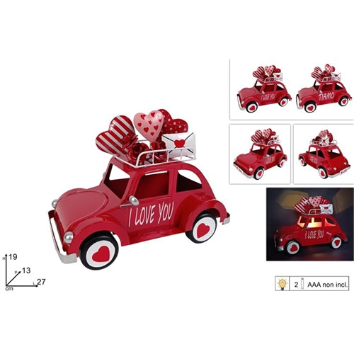 Auto in latta con decorazione san valentino con luce