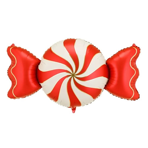 Palloncino in lamina a forma di caramella, 113x54 cm, beige e rosso