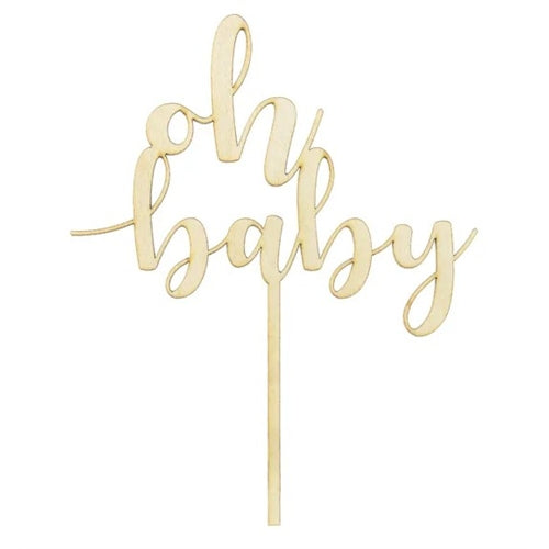Cake topper in legno oh baby 17 cm