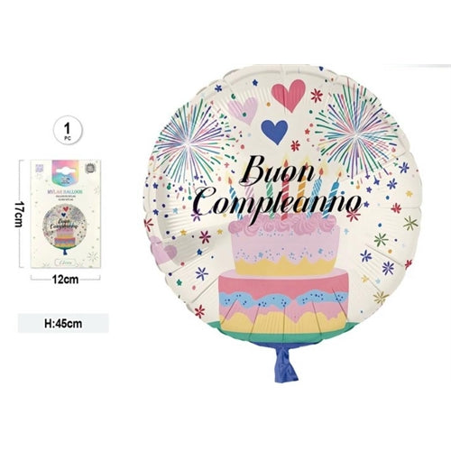 Pallone foil tondo buon compleanno 18"