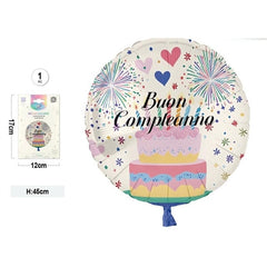 Pallone foil tondo buon compleanno 18"