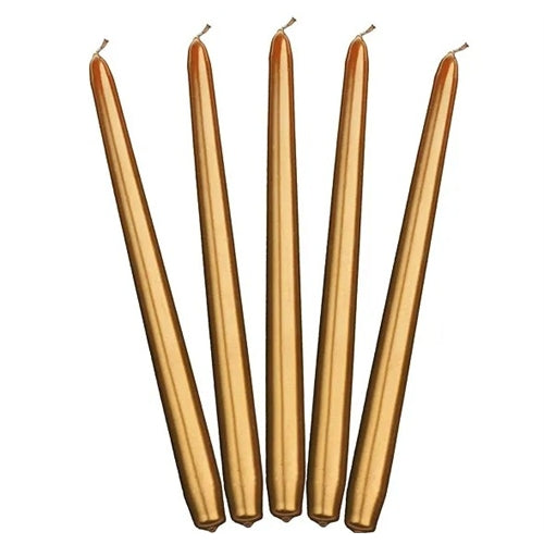 Candele coniche, metalliche, oro, 29 cm