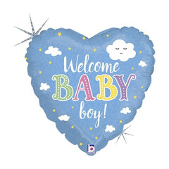 Mylar cuore welcome baby girl/boy 18"