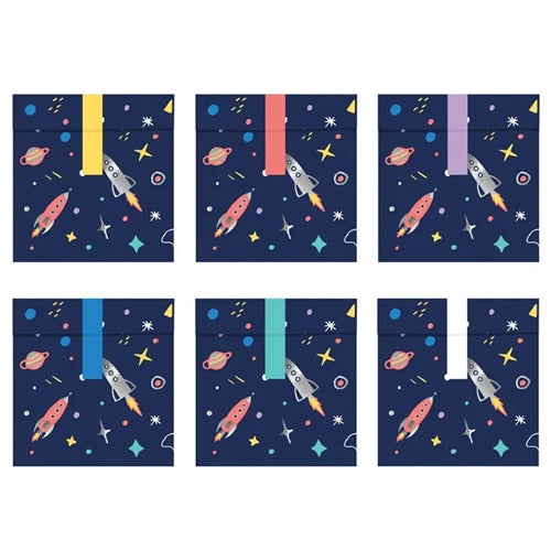 Sacchetti porta dolcetti space, 13x14cm (1 confezione / 6 pz.)