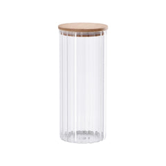 Barattolo vetro borosil c/n coperchio bamboo d.9 x h. 22 cm