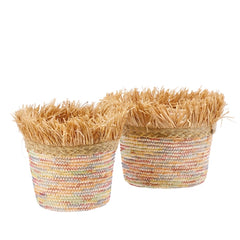 Set 2 fioriere mais + rafia d. 25/26 cm