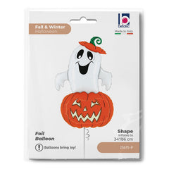 Palloncino in foil 34" super shape fantasma nella zucca di halloween