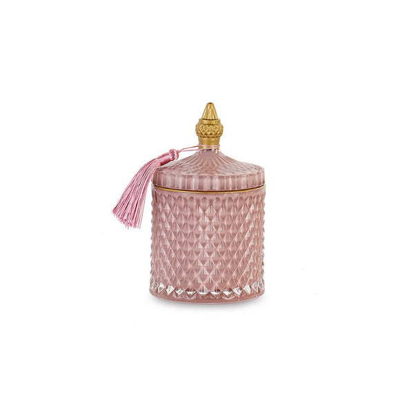 Potiche candela malva con nappa 105x180 h