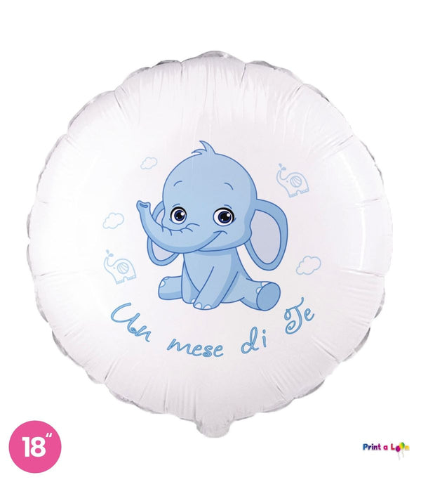 Palloncino foil “un mese di te” elefantino 18" – 45 cm